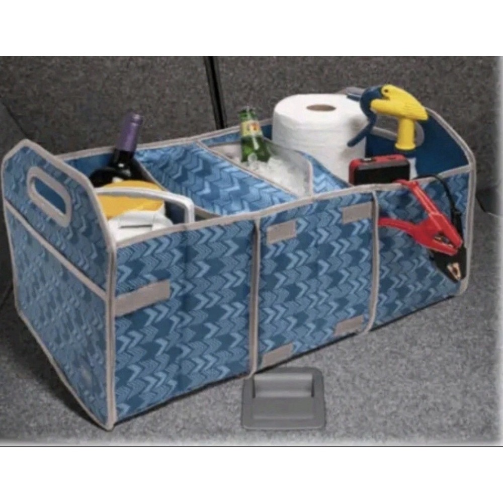DSW Car SUV trunk Organizer Blue Chevron Cooler
